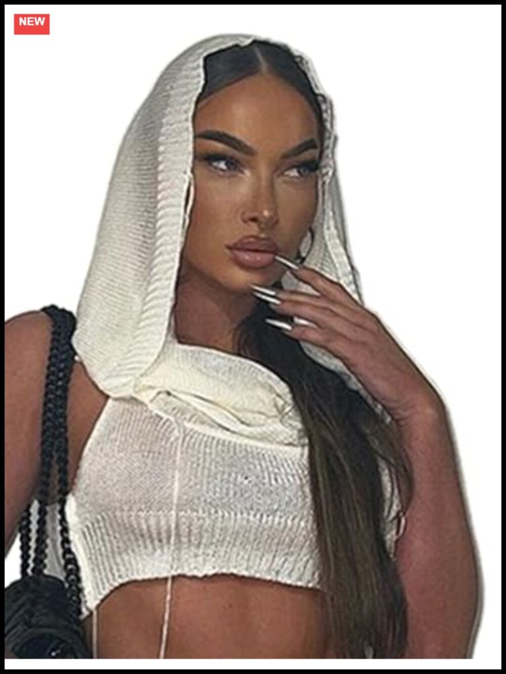 Knit Crop Hoodie Vest Sleeveless Open Back Streetwear Top